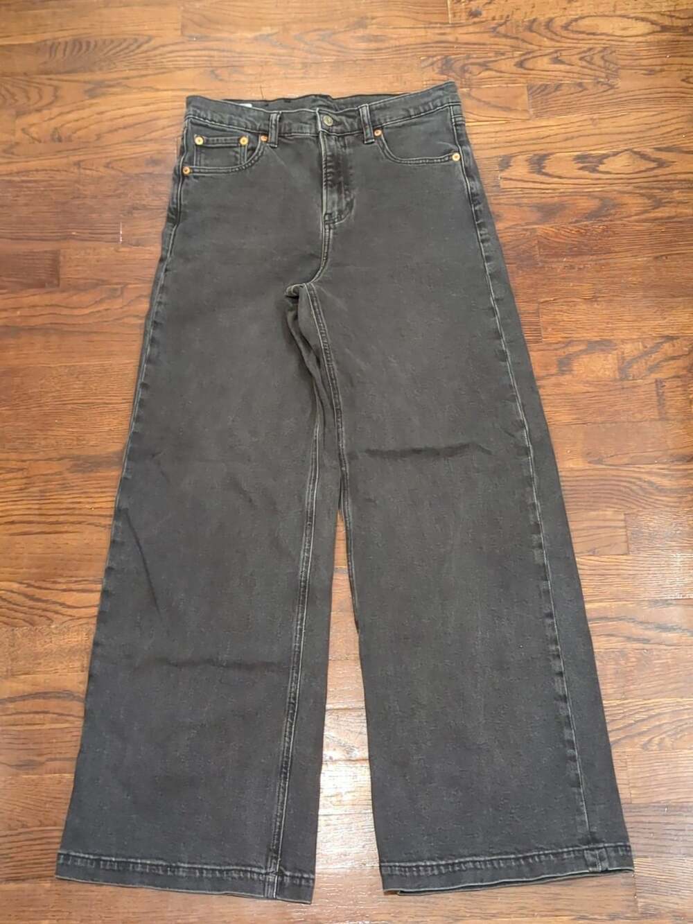 Gap High Rise Stride Jeans Size 29 Regular Black Wide Leg Denim